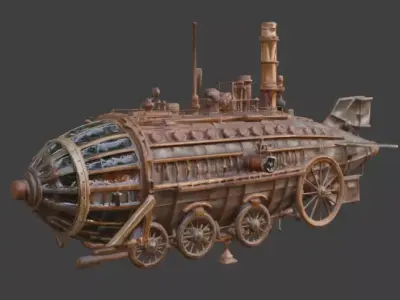 Steampunk Heavy Industrial Tanker 3D Model Low-poly 3D model