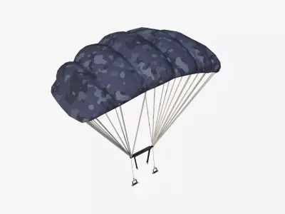 Parachute A12 Blue Camouflage - Character Accessories Design Low-poly 3D model