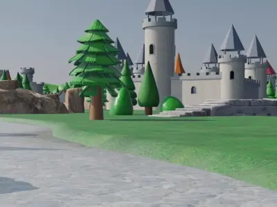 Medieval Village Landscape 3D model