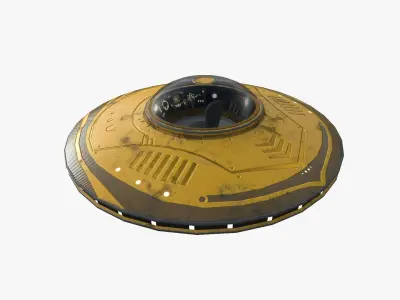 Alien Spaceship UFO B08 Yellow Dirt - Sci Fi Spacecraft Design Low-poly 3D model