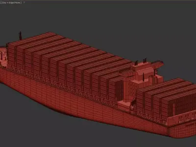 Large Modern Container Ship 10000 to 12000 TEU Full Load 3D model