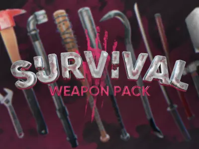 Stilized Survival Weapon Pack Low-poly 3D model
