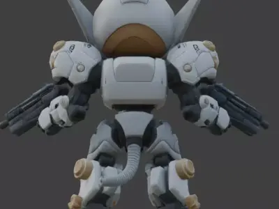 Aesthetic Heavy Combat Chibi 3D Model Low-poly 3D model