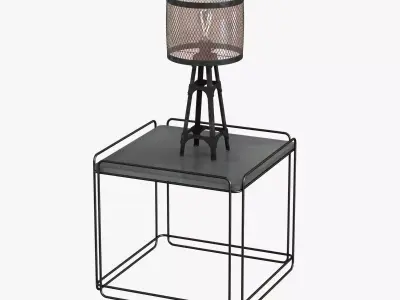 industrial table lamp on table 3D model