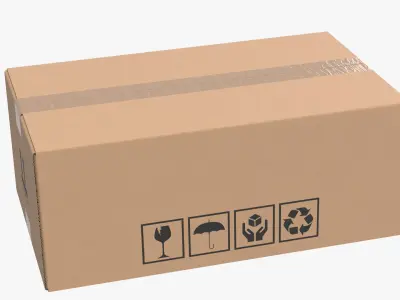 Cardboard Box 50x30x20 Closed 3D model