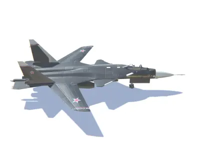 SU-47 Firkin Jet Fighter Aircraft Low-poly 3D model
