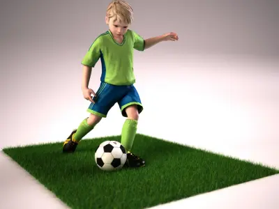Youth Boy Soccer Player Rigged Character 3D model