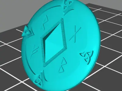 Wolf marine style viking storm shield with diamond 3 3D print model