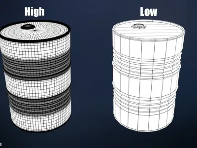 Oil Drum Low-poly 3D model purchase