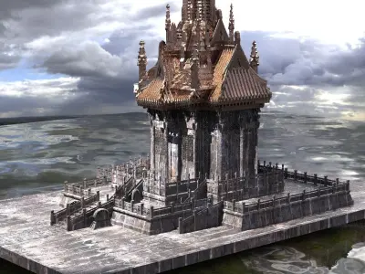 Japanese Temple Warrior Dome 4  3D model