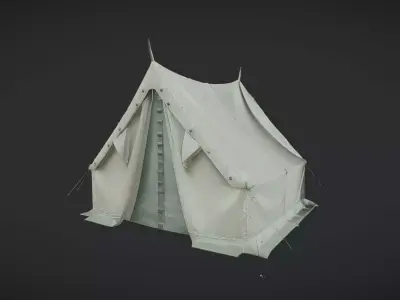 military-style canvas tent 3D model