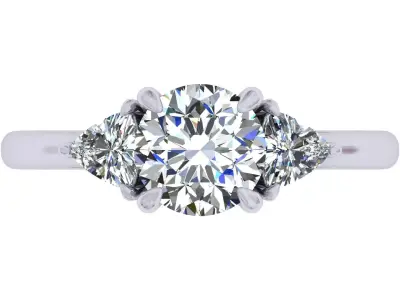 Round And Trillian 3 Stone Engagement Ring 3D print model purchase