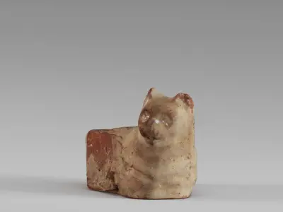 001594 Clay Vessel in the Shape of a Resting Cat 3D model
