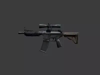 Black Brown Assault Rifle Animation Free 3D model