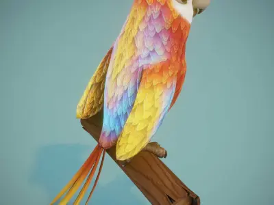 Cartoon Animated Owl and Ara Parrot 3D Model Collection Low-poly 3D model