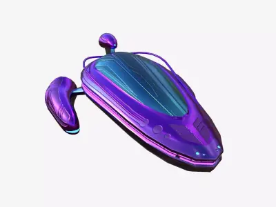 Alien Spaceship UFO H04 Purple Blue - Sci Fi Spacecraft Design Low-poly 3D model