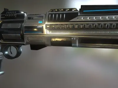 Futuristic Revolver Low-poly 3D model