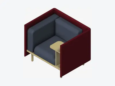 Sofa - Contemporary - Flame - Chair - Work Shelf - Right Low-poly 3D model