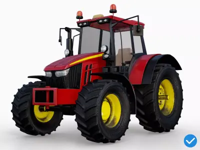 Modern Heavy Agriculture Tractor Red PBR Low-poly 3D model