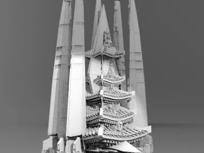 Cyberpunk Chancellor Tower Kitbash 1 3D model