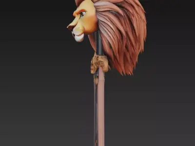 Lion King Sword - Majestic Fantasy Sculpture Blade 3D model