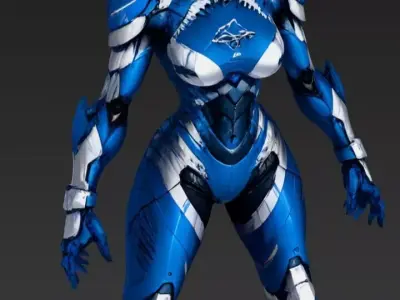 Female Shark Robot 3D model
