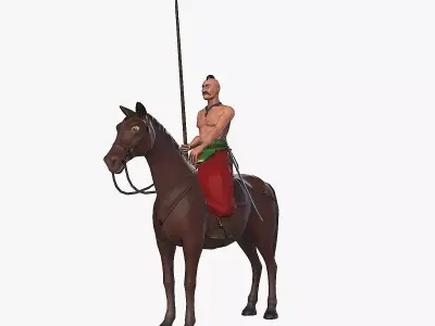 Ukrainian cossack-rider Low-poly 3D model