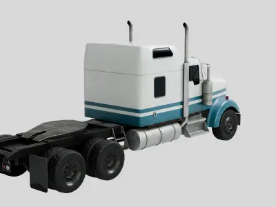 Low Poly American Semi Truck with 4K Textures Low-poly 3D model