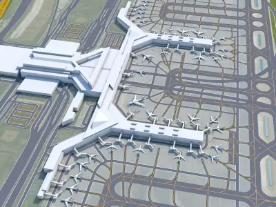Shanghai Hongqiao International Airport 12km Low-poly 3D model