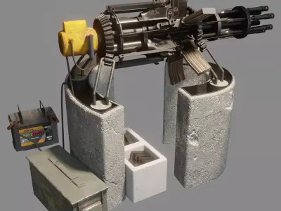 Scrap Gatling Gun Free low-poly 3D model