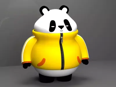Panda bear in jacket 3D model