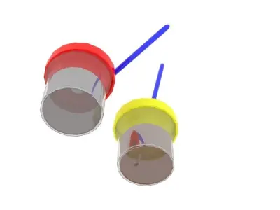 Writing Brush Cups With Water And Brush 3D model