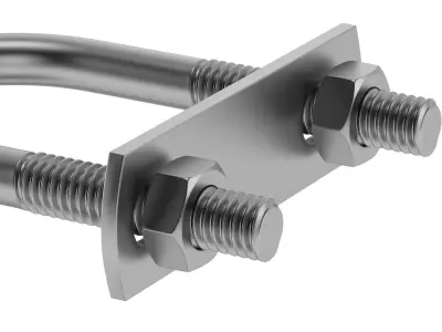 U Bolt two stainless steel bolts 3D model