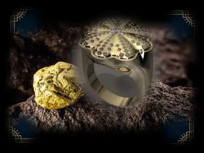 Anello ring with diamonds and crystals Free 3D model