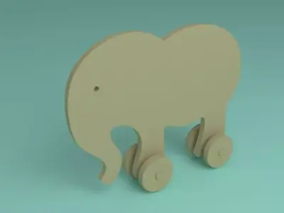 toy wooden elephant 2d Free 3D model