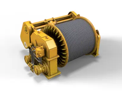 Hydraulic Mooring Winch Low-poly 3D model