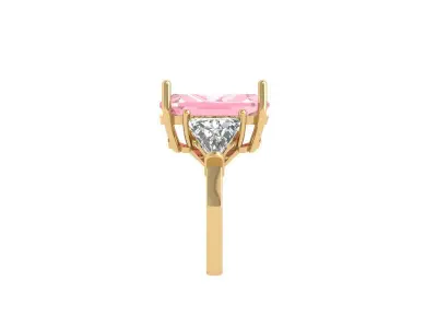 Emerald 3 Stone Art Deco Ring 3D print model 7