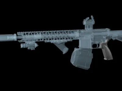 AR 10 AR 15 pistol grip HK Battle Grip Low-poly 3D model