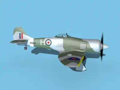 Hawker Tempest MKII V06 RAF 3D model
