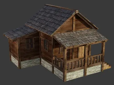 Wooden House B Low-poly 3D model