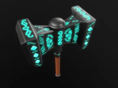 Fantasy Hammer Low-poly 3D model buy