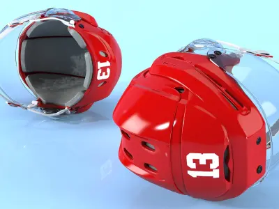 Red Hockey Helmet 3D model