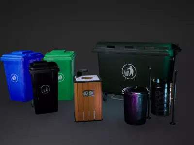 Bins Game Ready cigarette box Low-poly 3D model