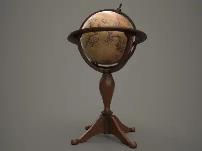 Standing Globe Antiques PBR Low-poly 3D model