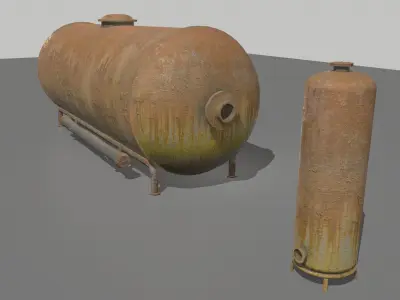 Rusty and old Industrial Tank Low-poly 3D model
