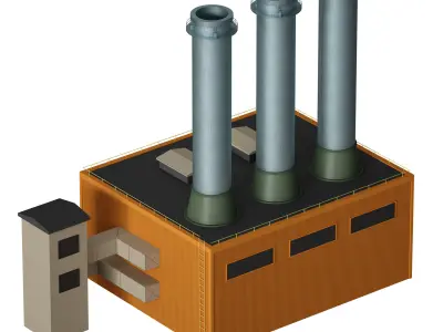 Industrial facility Factory Workshop Industrial pipes 3D model