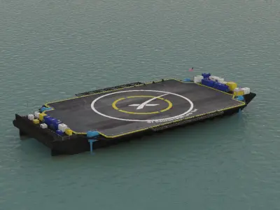 SpaceX Drone Barge Low-poly 3D model