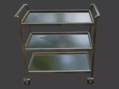 Stainless Steel Hospital Trolley 3D model