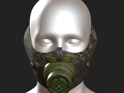 Gas mask respirator scifi futuristic 3d  Low-poly 3D model