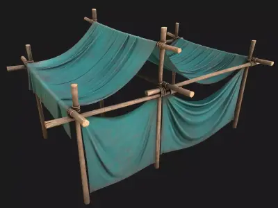 Large Trade Fair Tent Stalls Low-poly 3D model